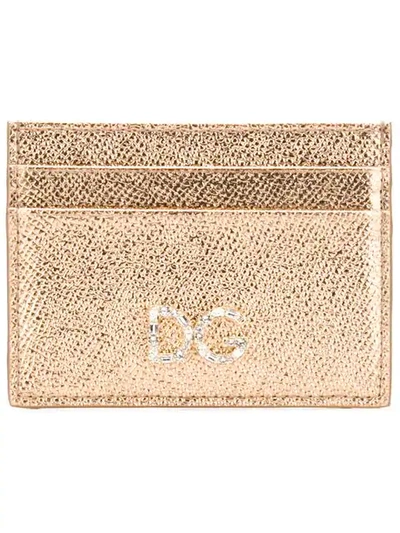 Dolce & Gabbana Logo Plaque Card Case In Gold