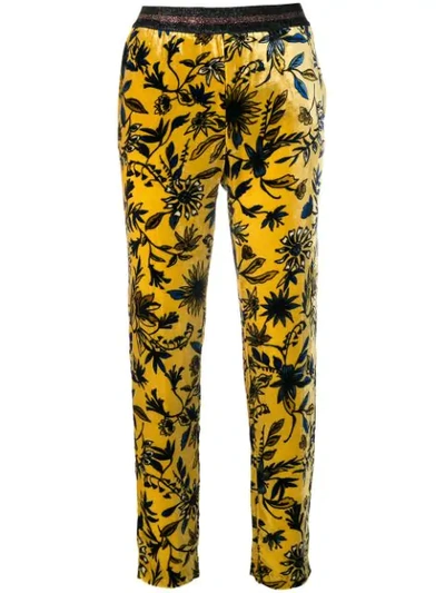 Ki6 Floral Print Straight Trousers - Yellow