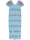 Pippa Holt Striped Kaftan Midi Dress In Blue