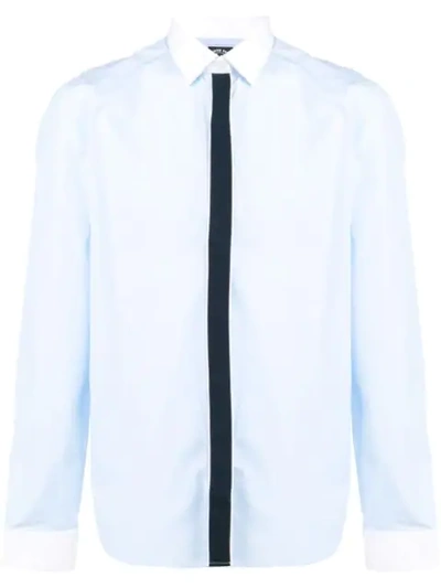 Kenzo Contrast-placket Fitted Shirt - Blue