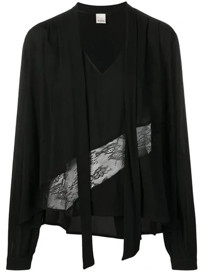 Pinko Lace Detail Blouse In Black