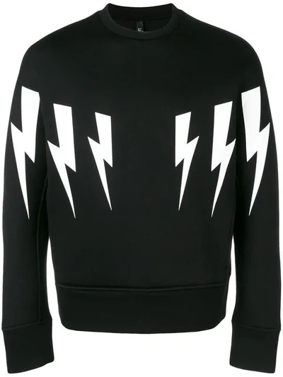 Neil Barrett Oversized Thunder Print Sweatshirt In Black