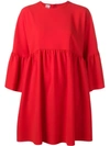 Pinko Slashed-sleeve Flounce Short Babydoll Dress In Red