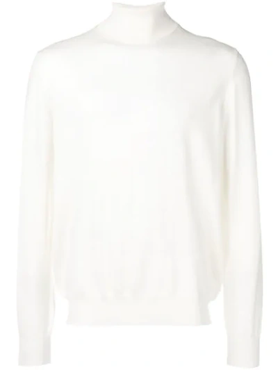 Barba Turtleneck Jumper In White