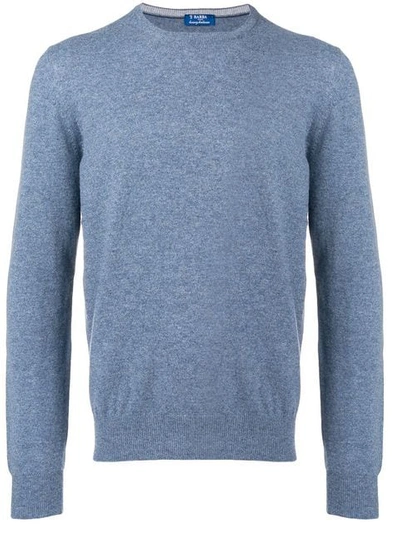 Barba Crew Neck Jumper In Blue