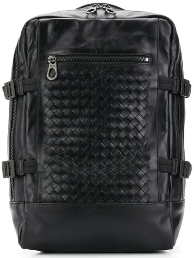 Bottega Veneta Woven Backpack In Black