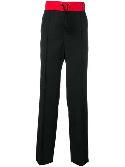 Maison Margiela Contrasting Waistband Track Trousers In Red