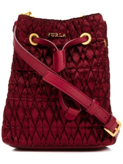 Furla Stasy Cometa Small Velvet Bag In Red