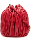 Miu Miu Metalassé Leather Bucket Bag In Red