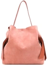 Acne Studios Musubi Maxi Knotted Suede Shoulder Bag In Pink