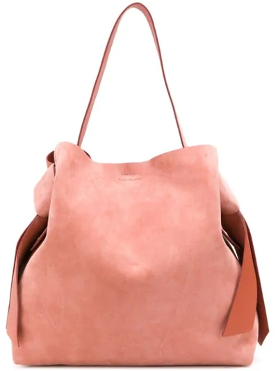 Acne Studios Musubi Maxi Knotted Suede Shoulder Bag In Pink