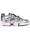 Maison Margiela Fusion Leather And Mesh Trainers In Silver ,black