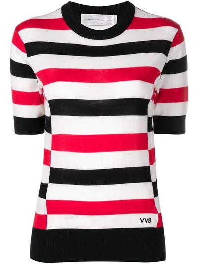 Victoria Victoria Beckham Striped Knitted Blouse In Ivory/spice/midnight