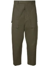 Rick Owens Cropped Cargo Trousers In Green