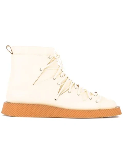 Jil Sander Flat Ankle Boots In Neutrals