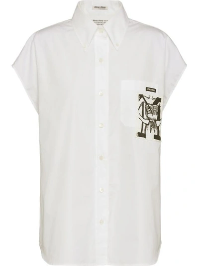 Miu Miu Printed Button Down Shirt - White