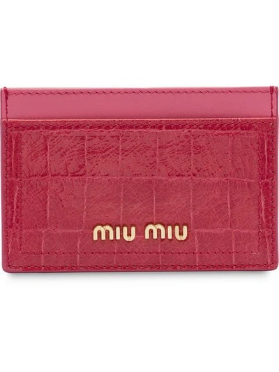 Miu Miu Madras Credit Card Holder In Pink