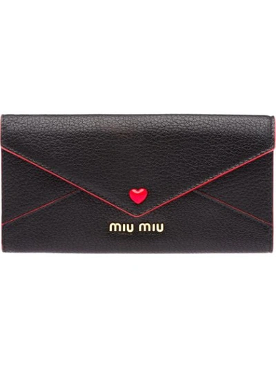 Miu Miu 'love' Portemonnaie Mit Logo In F0002 Black
