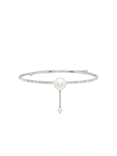 Miu Miu Choker With Crystals And Pendant In Silver