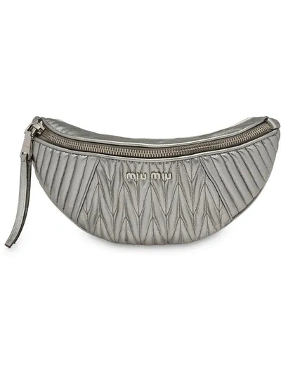 Miu Miu Matelasse Lambskin Leather Belt Bag In Metallic