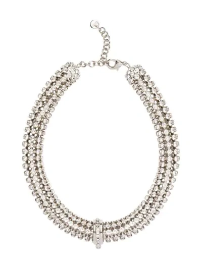 Miu Miu Crystal-embellished Necklace In Silver
