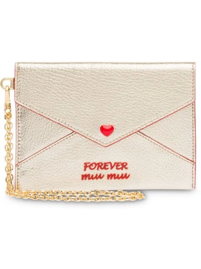 Miu Miu Madras Love Envelope Wallet In Gold