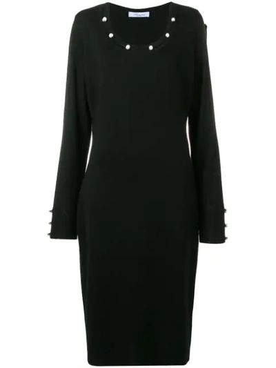 Blugirl Pearl Embellished Knitted Dress In Black