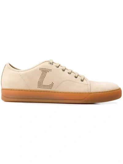 Lanvin Perforated Logo Sneakers In Neutrals