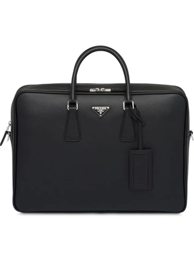 Prada Saffiano Leather Briefcase In Black