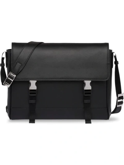 Prada Saffiano Leather Shoulder Bag In Black