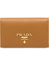 Prada Logo-plaque Folding Cardholder In Brown