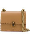 Fendi Kan I Mini Scalloped Shoulder Bag In Brown