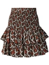 Isabel Marant Étoile Floral Frill Mini Skirt In Brown