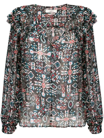 Isabel Marant Étoile Geometric Long-sleeve Blouse In Blue