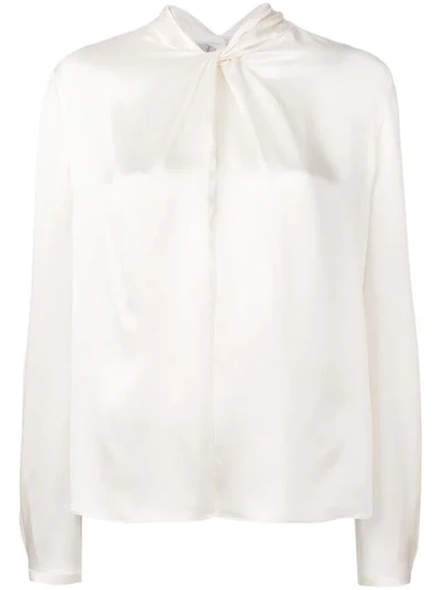 Vince Neck Knot Blouse In White