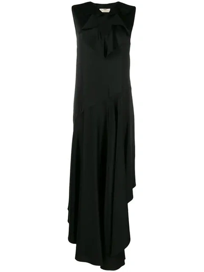 Fendi Ruffle Trim Sleeveless Maxi Dress In Black