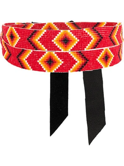 Jessie Western Beaded Choker Necklace In Red