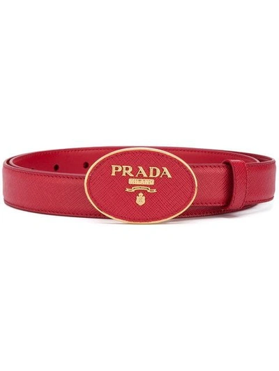 Prada Gürtel Mit Logo-schnalle In Red