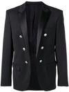 Balmain Embossed Button Blazer In Black