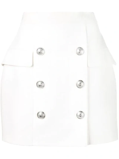 Balmain Double Breasted Skirt In White