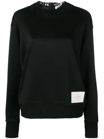 Calvin Klein Lace Collar Sweatshirt In Black