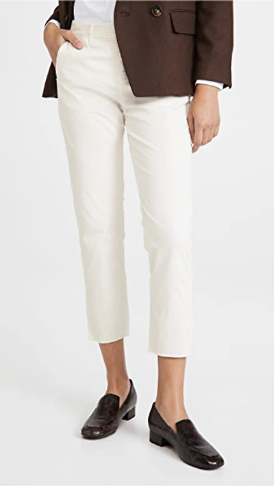 Nili Lotan Montauk Stone-washed Cropped Pants In Eggshell