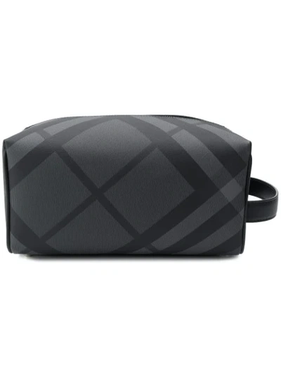 Burberry London Check And Leather Pouch - Black