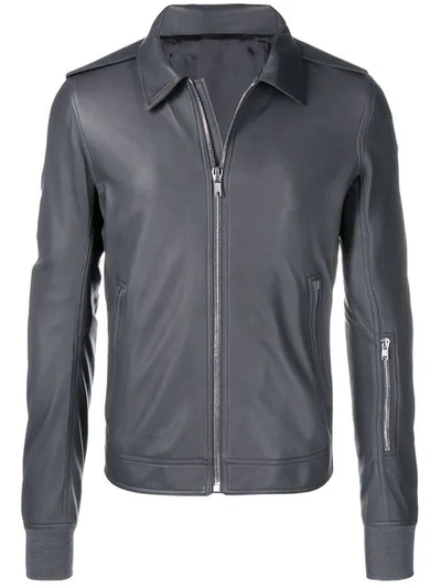 Rick Owens Fitted Leather Jacket In Grey