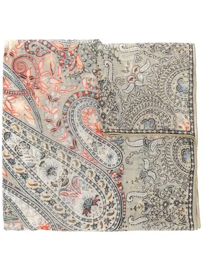 Etro Paisley Print Scarf In Green