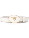 Prada Logo Plaque Belt In White
