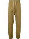 Rick Owens Elasticated Waistband Chinos In Green