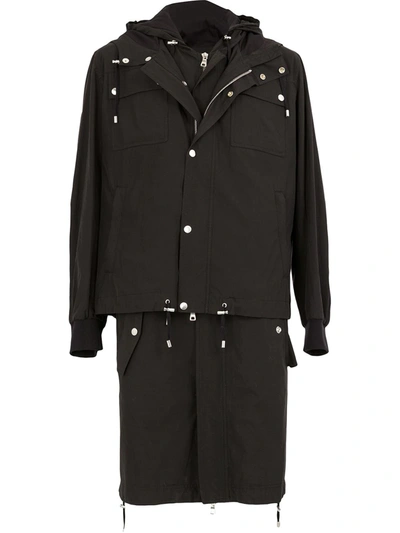 Balmain Double Layer Parka In Black