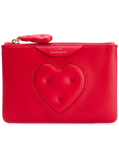 Anya Hindmarch Chubby Heart Zipped Card Case In Red