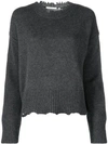 Helmut Lang Distressed Knitted Jumper In Grey